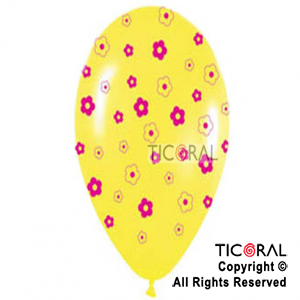 GLOBO S R12 INF FASHION MARGARITAS AMARILLO x 10